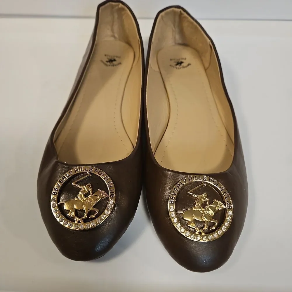 Beverly Hills Polo Club Brown Flats  Like New sz 10 - Picture 4 of 8